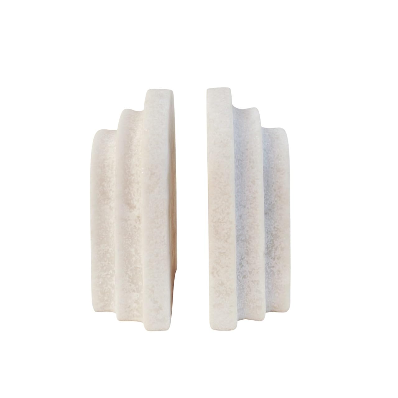 Rowen Homes White Marble Delaney Bookends For Heavy Books (15 X 14 X 20Cm) - Set Of 2 Decorative Non-Slip Book Stopper, Modern Bookshelf Home Decor - Luxury Interiors By
