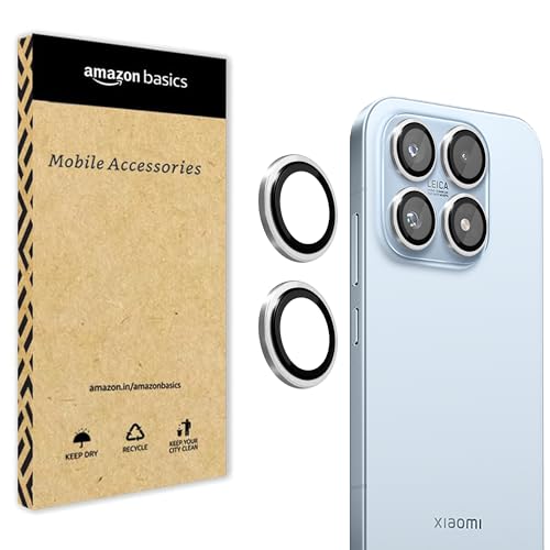 Image of amazon basics Camera Glass Lens Protector Ring for Xiaomi 17 5G Case Friendly with Edge to Edge Coverage and Easy Installation (Silver)