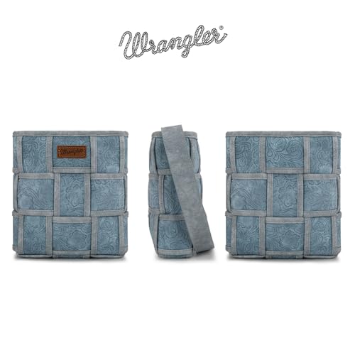 Image of Wrangler Woven Crossbody Bag for Women Vintage Floral Tooled Cross Body Purse