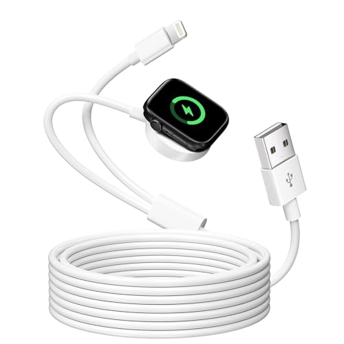2 in 1 Charging Cable For A-pple Watch Charger, Magnetic Wireless Charging Cable iWatch Charger For A-pple Watch 9/8/7/6/5/4/Ultra/SE, 2M USB Charging Cable With Lightning Port For iPhone 14/13/12