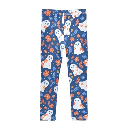Ghost Flower Blue Girls Leggings Soft Stretch Workout Yoga Dance Pants for Kids Casual Tights2