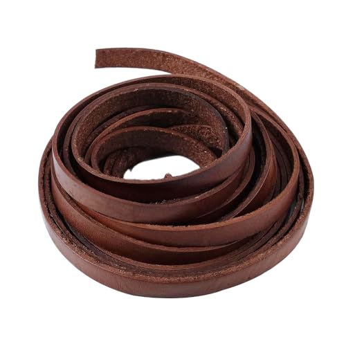 HIOQFR Lederriemen 5mm Breit Länge 5m Lederband Flach Braun Lederstreifen...