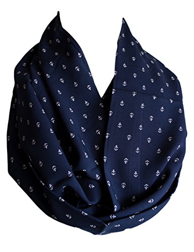 Etwoa Viscose Navy Anchor Infinity Scarf Circle Loop Scarf
