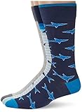 28 Palms Men's 3-Pack Cotton Tropical Print Crew Socks, Grey Blue/Shark Fin, Shoe Size: 8-12