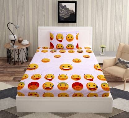 PRIDHI Pure Cotton Single Bedsheet with 1 Pillow Cover for Home, Bedroom, Kids Bedsheet (60 x 90 Inch, Multi 10)