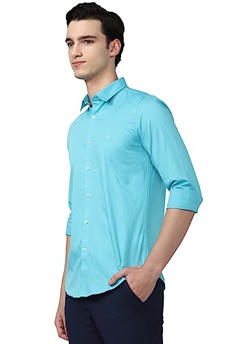 Image of Peter England Men's Slim Fit Full Sleeve Casual Shirt in Twill Weave Cotton