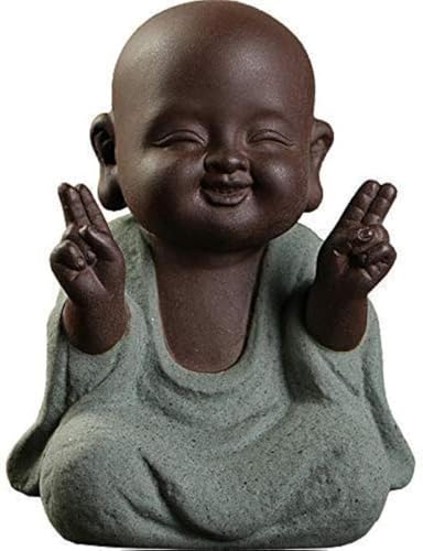 Estatua pequeña de cerámica bebé Buda Kingzhuo 7 x 10 cm miniatura 1