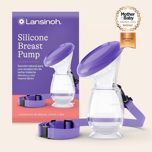 Miniatura 9 de Lansinoh - Extractor De Leche Manual De Silicona - Colector De Leche Materna Con Tapa Y Correa Para El Cuello - Sacaleches Con Succión Manos Libres