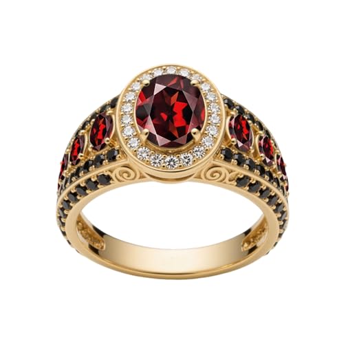 DONGHU 10K 14K 18K Gold Vintage Oval Cut Garnet Engagement