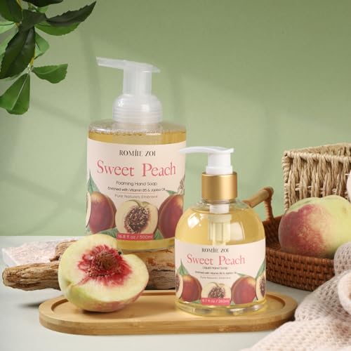 Image of ROMIIE ZOI Foaming Hand Soap, Sweet Peach, 500ml / 16.8fl.oz | With Gift Box, Gentle cleansing, nourishes skin without drying