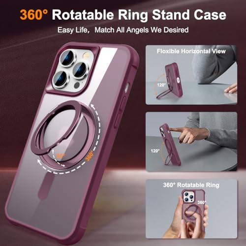 Image of Compatible with iPhone 15 Pro Case with Stand 6.1 inch,Wine Red