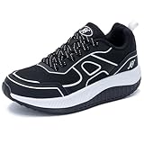RomenSi Womens Walking Shoes Arch Support Tennis Orthotic Sneakers Plantar Fasciitis Rocker Bottom Shoes for Foot and Heel Pain Relief Blackwhite US 10.5