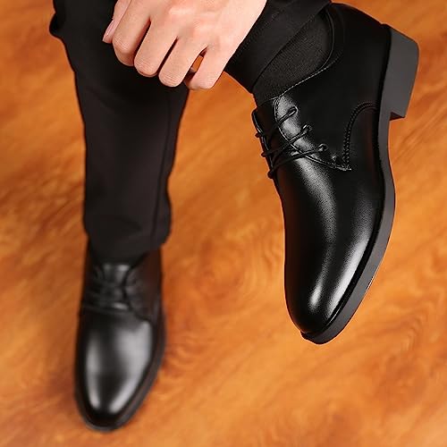 Mens Comfortable Balck Oxfords Shoes Leather Shoes Business Formal Oxfords Casual Dress Letaher Shoe Low Heel Matte Leather Derbby Lace up Work Office Business Shoe4