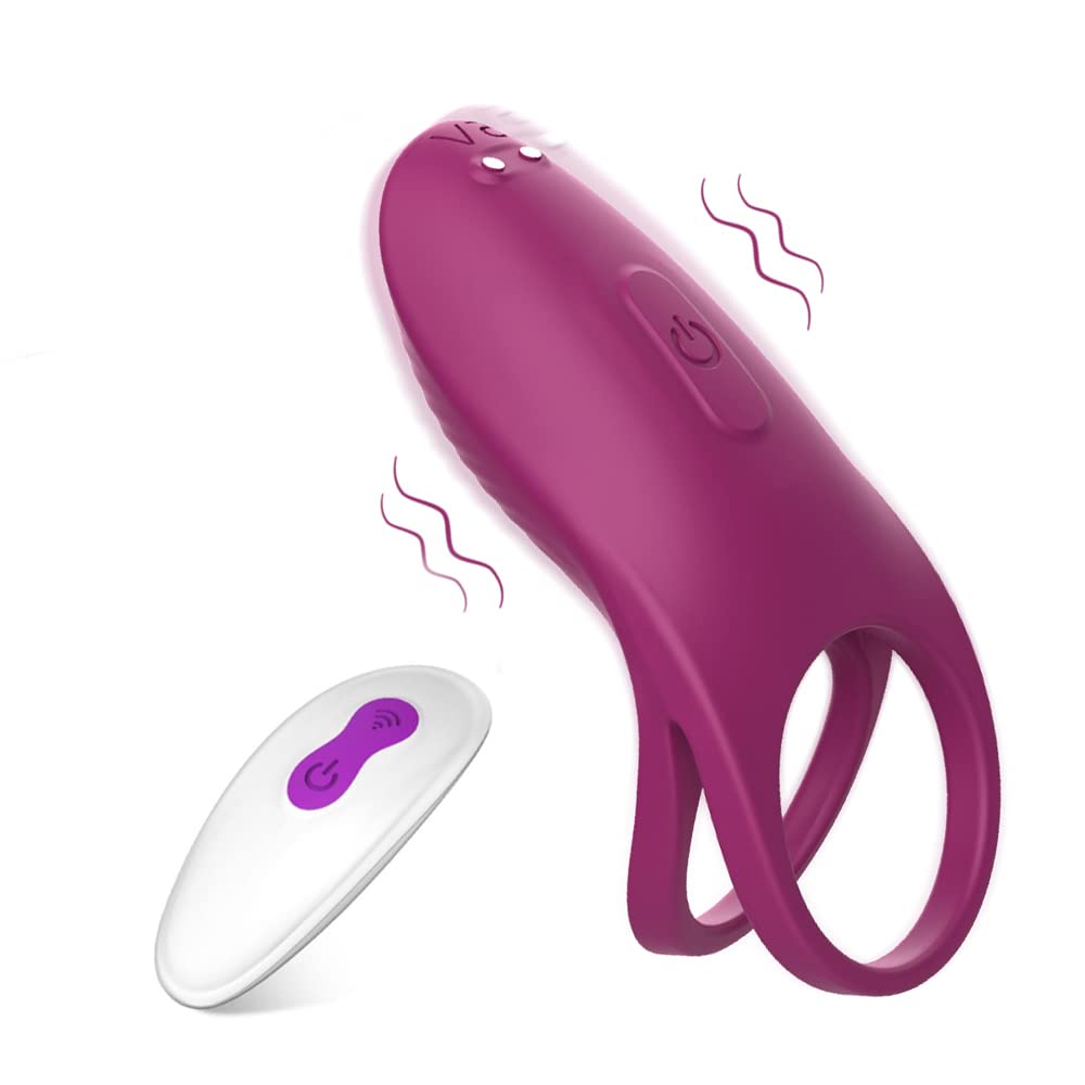 anello pene vibrange, Stimolaatore Prostata 9 modalita di vibrazione, morbido e confortevole, sextoys per Uomini,anello Vibrante per il Pene,con telecomando, 100% impermeabile (Viola)