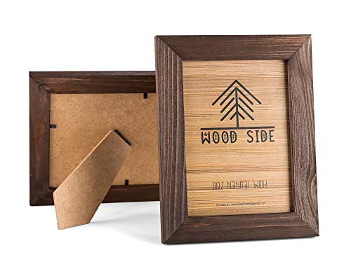 Rustic Wooden Picture Frames 3.5x5 Inch - Set of 2-100% Natural Solid Eco Wood with Real Glass Wall Mounting and Tabletop Display Photo Frame - Brown
