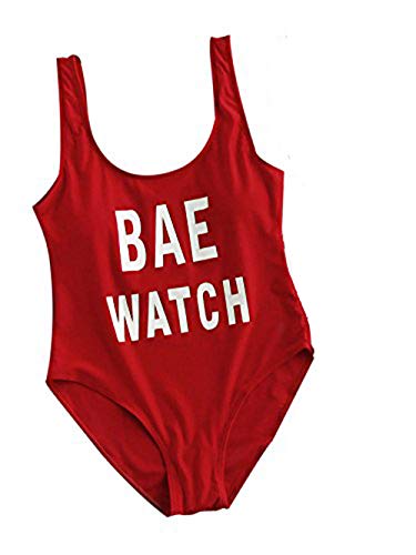 SOLYHUX Mujer Ropa de Baño Vestido de Playa Set Biquini Estampado una Pieza? Rojo Tamaño L