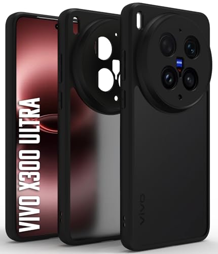 Image of RIGGEAR Shockproof Sleek Hybrid Armor Back Cover Case for Vivo X300 Ultra 5G (Smoke Black Matte PC + Black TPU Bumper)