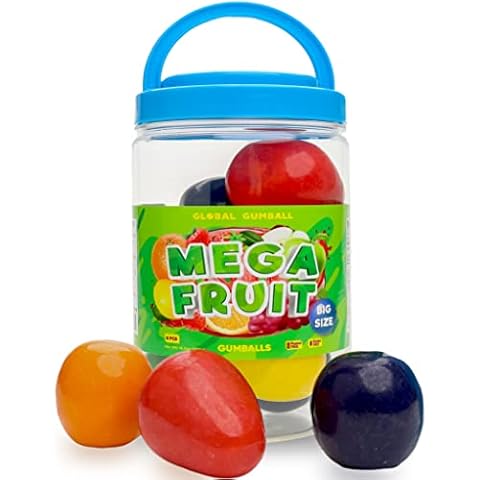 Giant Gumballs - 2 Inch Jumbo Bubble Gum Balls - 8 Pcs Mega Fruit Gumballs - Colossal Gumballs - Bubble Gum for Kids in Jar Cover