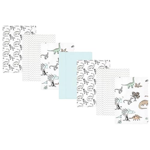 Image of Hudson Baby Unisex Baby Cotton Flannel Burp Cloths 7-Pack, Neutral Dino World, One Size