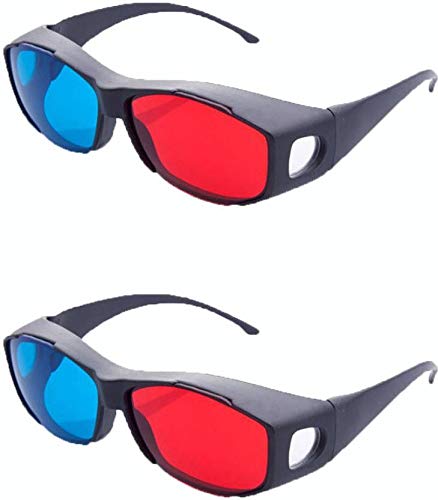 Jambar JD-06-02 Nvedia Red & Anaglyph / Cyan 3D Plastic Frame Glasses (2 Pcs.Pack) for 3D Movie /Books / Magazine