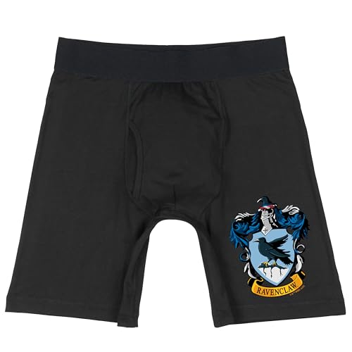 INTIMO Harry Potter Men's Hogwarts Houses Crests Long Leg Boxers Underwear Boxer Shorts For Adults