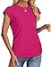 Shirts for Women Dressy Casual Work Tops Ruched Cap Sleeve Summer Trendy Clothes Mothers Day for Mom Hot Pink S
