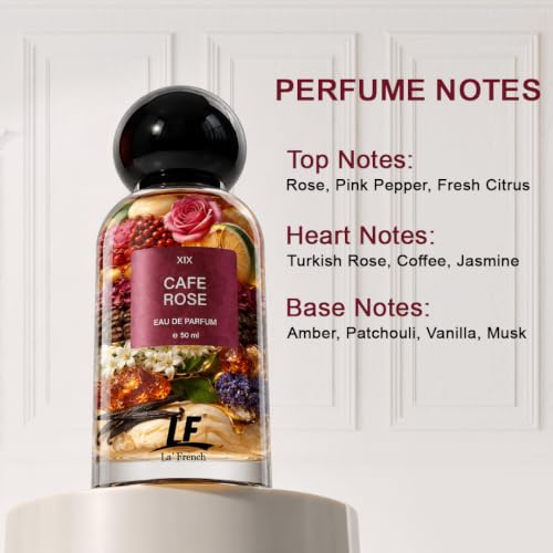 Image of La French Cafe Rose Perfume 50ml for Unisex | Long Lasting Eau De Parfum | Fresh Floral Rose Fragrance | Premium Everyday Luxury Perfume
