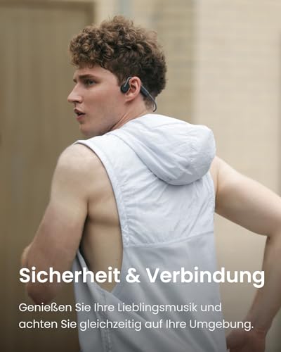 SHOKZ OpenMove Bluetooth Kabellos Kopfhörer, Knochenschall Bone Conduction Wireless Headset, Wasserdicht Staubdicht Sport für Workout Laufen Joggen, 6H Spielzeit, Slate Grey – Bild 4