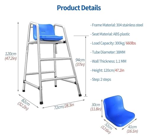 Silla alta para salvavidas de piscina en acero inoxidable miniatura 2