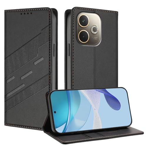 TAUYN Funda Leather Folio para el OPPO A5 Pro 5G/4G, Premium PU/TPU Cuero Wallet Carcasa de Cuero PU Antigolpes Case, con Soporte y Ranura para Tarjeta. Negro