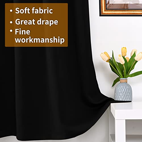 Image of YoungsTex 100% Blackout Curtains 72 Inch Length for Living Room, Thermal Insulated Drapes with Grommet Room Darkening Privacy Energy Saving for Winter Bedroom with Liner, Black, 2 Panels, 52 X 72 Inch