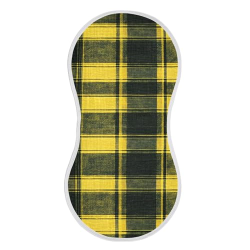 xigua Yellow Plaid Muslin Baby Burp Cloths Set of 1, Super Soft & Absorbent Burping Rags, Cotton Burp Clothes Shower Gift for Newborn, Baby Girls and Boys