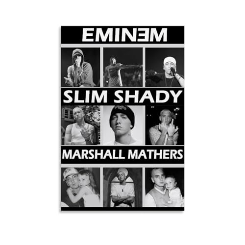 Yunneat Eminem Black And White Retro Rapper Poster Decorative Painting Canvas Wall Posters And Art Picture Print Modern Family Bedroom Decor Posters 12x18inch(30x45cm)