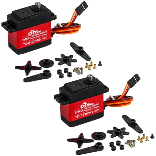 DIYmall 2 Sets TD-8135MG 35KG 360 Degree Servo Full Metal Gear High Voltage Continuous Rotation Digital Servo for RC Car Robotic Airplane