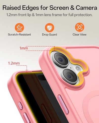 Image of UNBREAKcable Magnetic for iPhone 16 Case 6.1-Inch, Compatible with MagSafe, Full Camera Protection, Built-in Magnetic Ring, Drop Protection Shockproof Slim Phone Cover-Pink