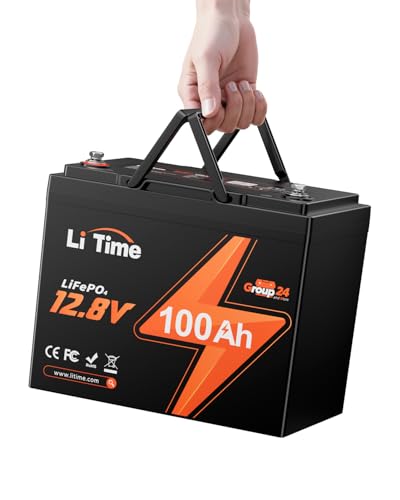 LiTime 2 Pack 12V 100Ah RV Lithium Battery,Group 24 Rechargeable LiFePO4 Battery with Up to 15000 Cycles, 1.28kWh and Higher Energy Density, Perfect for Trolling Motors, Boat, Marine, Solar etc.