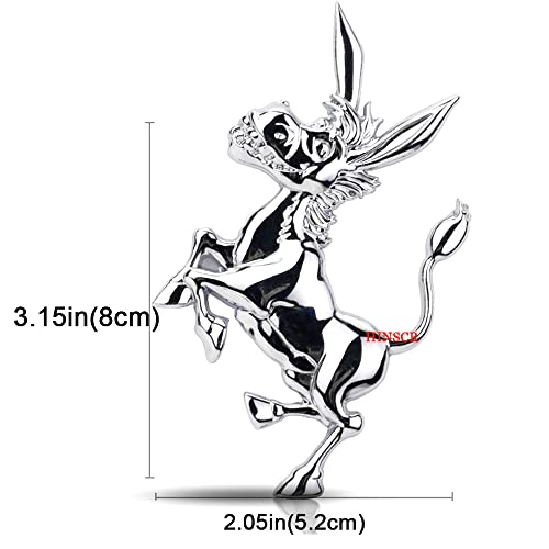 Hinscr Donkey Metal Car Emblem 3D Car Hood Badge Sticker Cute Decorative Decal For Car Motorcycle Laptop Backpack(Silver) #TOP2