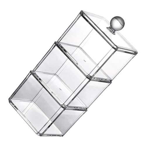 Happyyami 透明蓋付きコッパッド 綿棒収納ボックス 製 清潔保持 出し入れ簡単 家用化粧品収納ケース