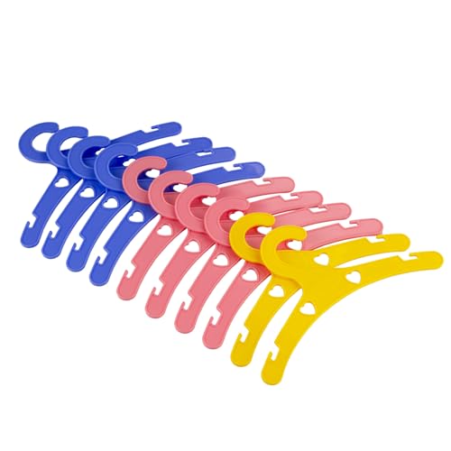 Heless 50778 - Bunte Puppenkleiderbügel 10 Stück ca. 18 x 8 cm Zubehör für den Puppenkleiderschrank