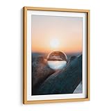 Canvas Lab | Dusk Upside Down | 19 x 29 in | Fine Art Framed Print, Frame Color: Natural, With Mat | Sky and Space, Scenery, Beaches and seas, Coastal, Nature, Sea, Rustic, Modern