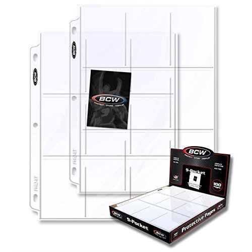 (20) Clear BCW Brand 9 Pocket Page 3 Ring Binder Sheets Trading Card Holder for Magic the Gathering, Pokemon, World of Warcraft, Kaijudo Duel Masters, Yu-Gi-Oh!, and Cardfight Vanguard Cards or Coupons