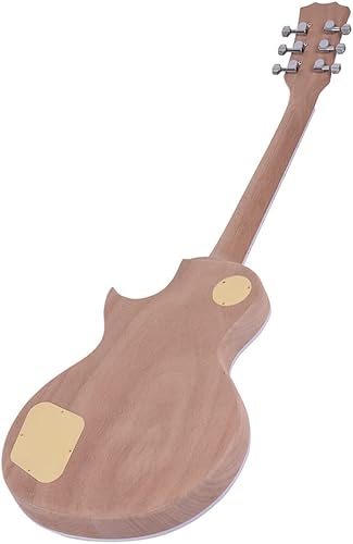 Miniatura 1 de HHOP LP Style - Kit de guitarra eléctrica sin terminar para bricolaje, cuerpo y cuello de caoba, diapasón de madera de rosa