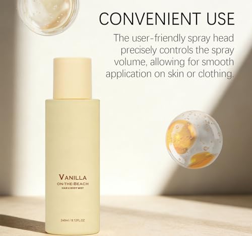 Spray corporal de vainilla bruma ligera 2 en 1 para cabello y cuerpo frescor diario en la playa 6