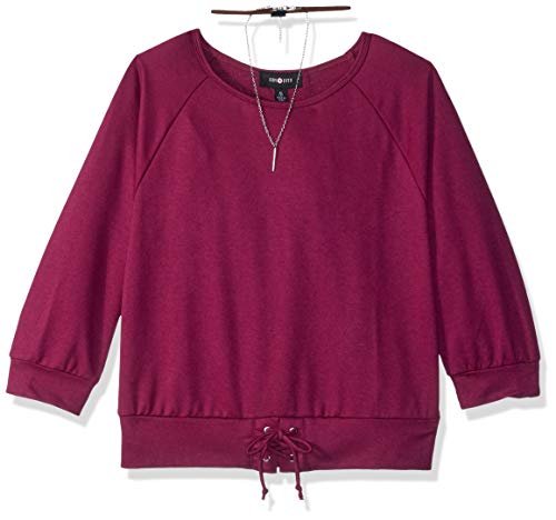 Amy Byer Girls' Big Raglan Top with Laced-up Banded Bottom
