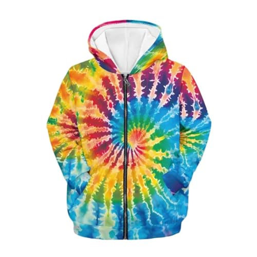 6-16 Years Boys Girls Zip Up Hoodies Sweatshirts 3D Printed Cute Hooded Coat With Pockets