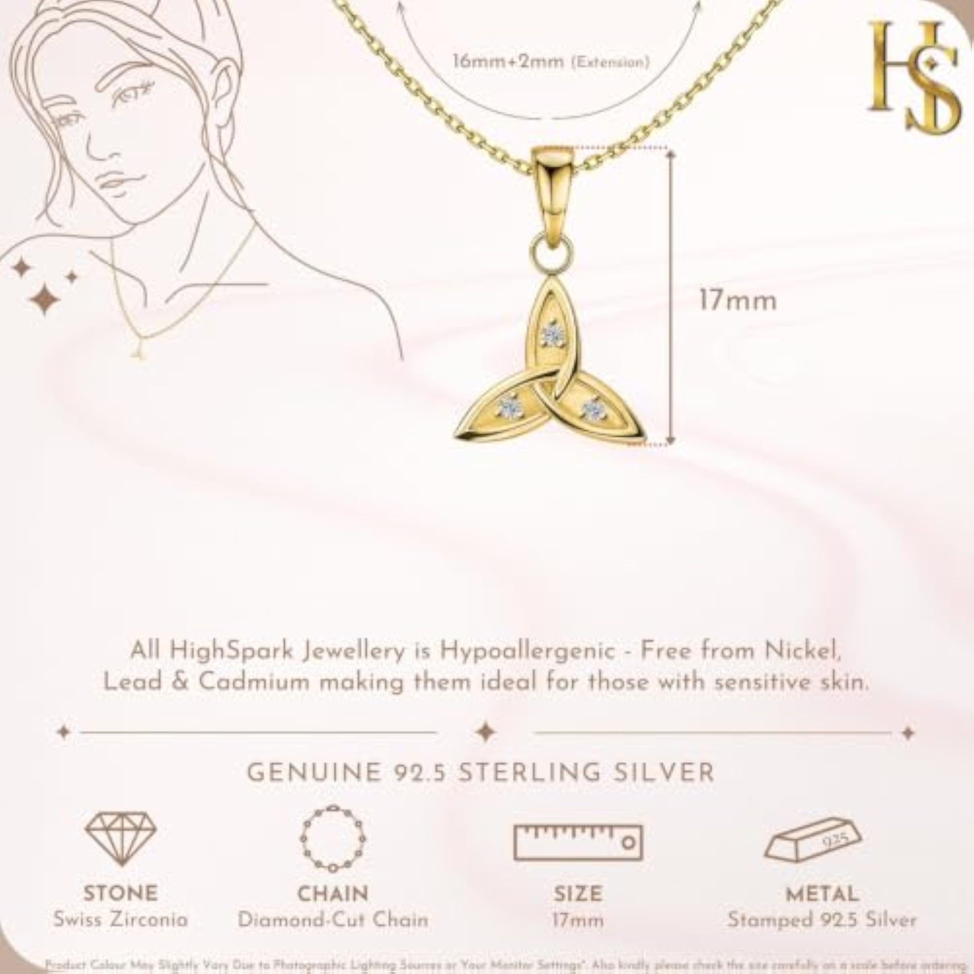 925 Silver Celtic Trinity Pendant Necklace