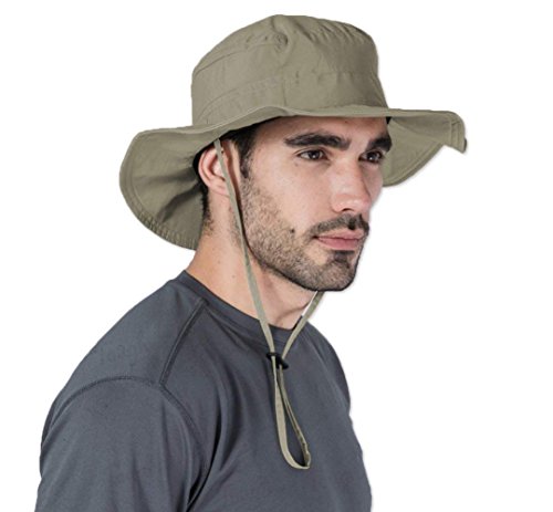 Tough Headwear Fishing Hat for Men & Women - Boonie Hat - Mens Beach Hat, Camping Hat, Gardening Hat, Outdoor Hat, Floppy Hat Dark Khaki