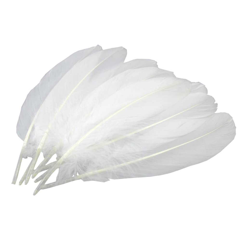 100 PCS 6-8 Inch Natural White Goose Feathers DIY Craft Supplies for Wedding Decor Dream Catchers Floral Arrangements Costume Accessories Fashion Embellishments