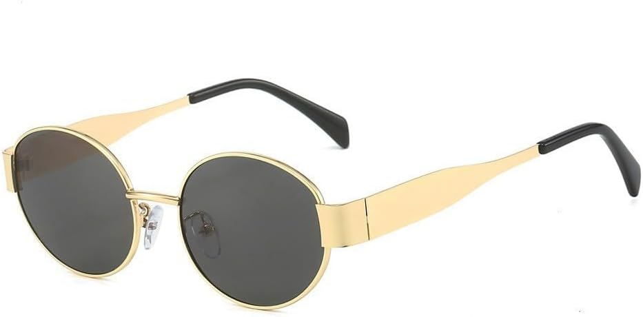 Trendy Retro Oval Sunglasses for Women Men - Fashion Designer Sun Glasses - Rectangle Metal Frame Shades