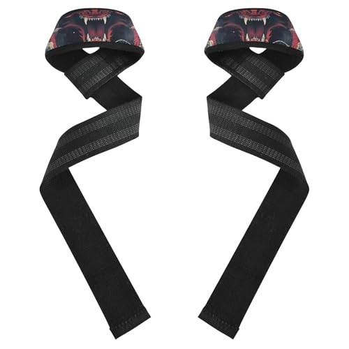 Nander Fierce Red Dragon Wrist Straps for Weightlifting,Lifting Straps with Neoprene Cushioned Wrist Padded and Anti-Skid Silicone for Strength Training,Bodybuilding,Deadlifting